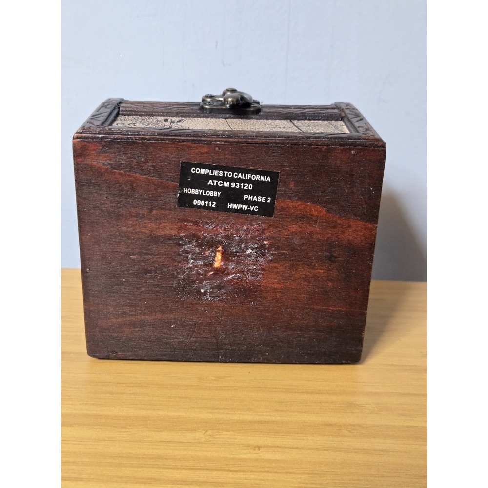 Decorative Wooden Treasure Chest With Antique World Map Pattern. Approx. 5"× 4" - Picture 10 of 10
